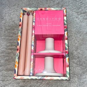 💕Sand + Fog 4 Wax tapers & 2 Holders